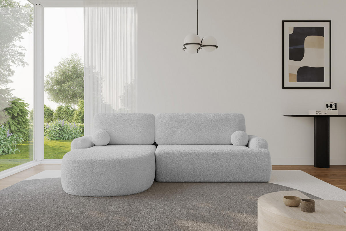 ECKSOFA mit Schlaffunktion und Bettkasten LIRA-L - 264x172x89 Hellgrau - Hellgrau, Holzwerkstoff/Textil (264/172cm) - ALTDECOR