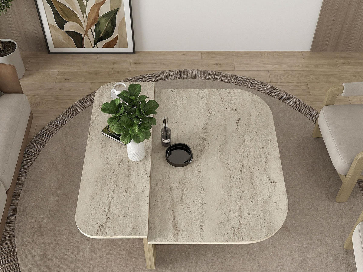 COUCHTISCH - 90 cm x 89 cm - holz - beige Maralia - Beige, Holz (89/90/33.2cm) - Vente-Unique