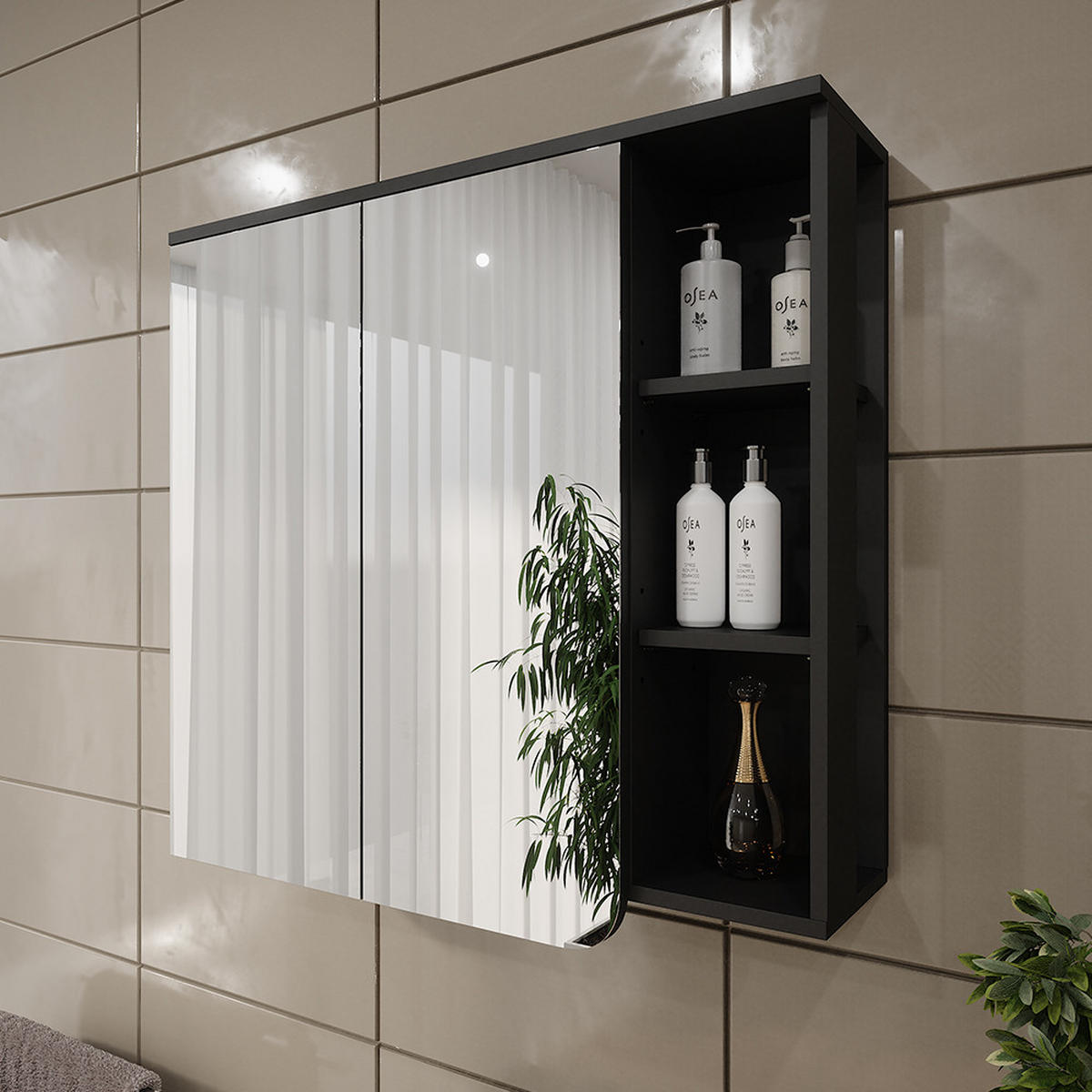 ZRCADLOVÁ SKŘÍŇKA Karen Antracitová/bílá - bílá/antracitová, kompozitní dřevo (80/75/20cm) - Vicco