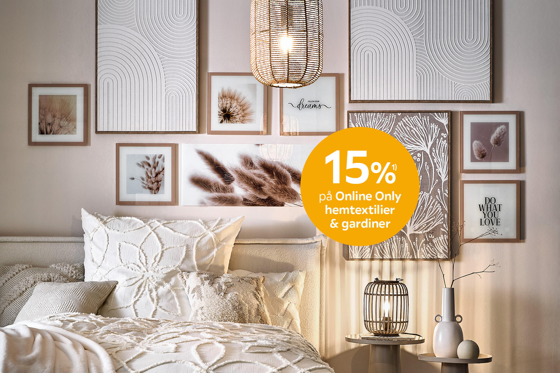 15%¹⁾ på Online Only hemtextilier & gardiner