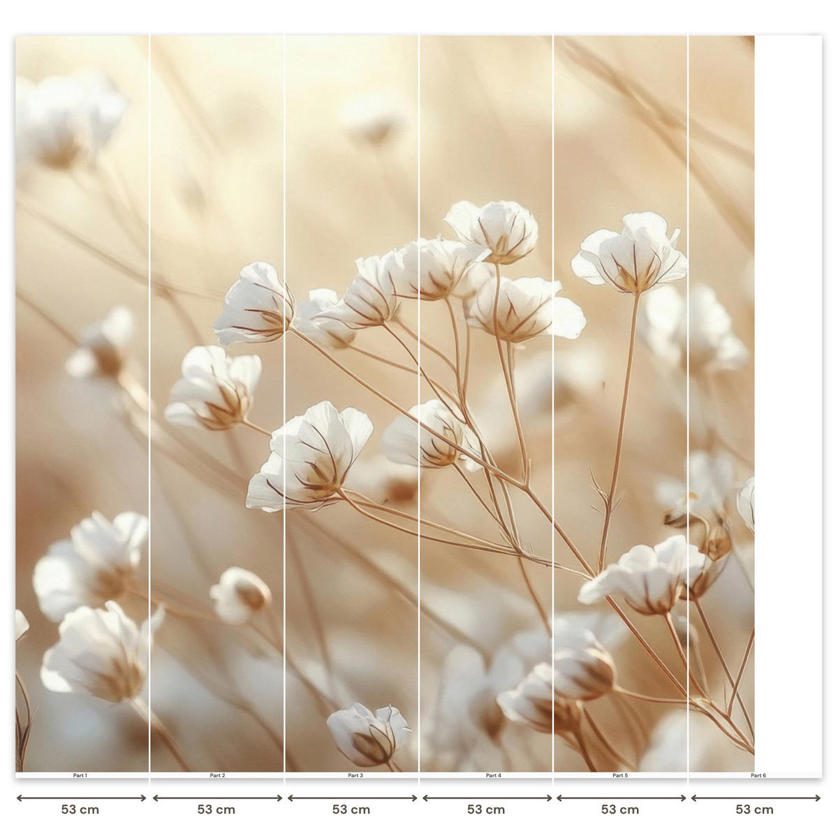 TAPETE - Wild - Blumen - Weiß - 280x280 cm - Creme, Papier (280/280cm) - OnlyWow