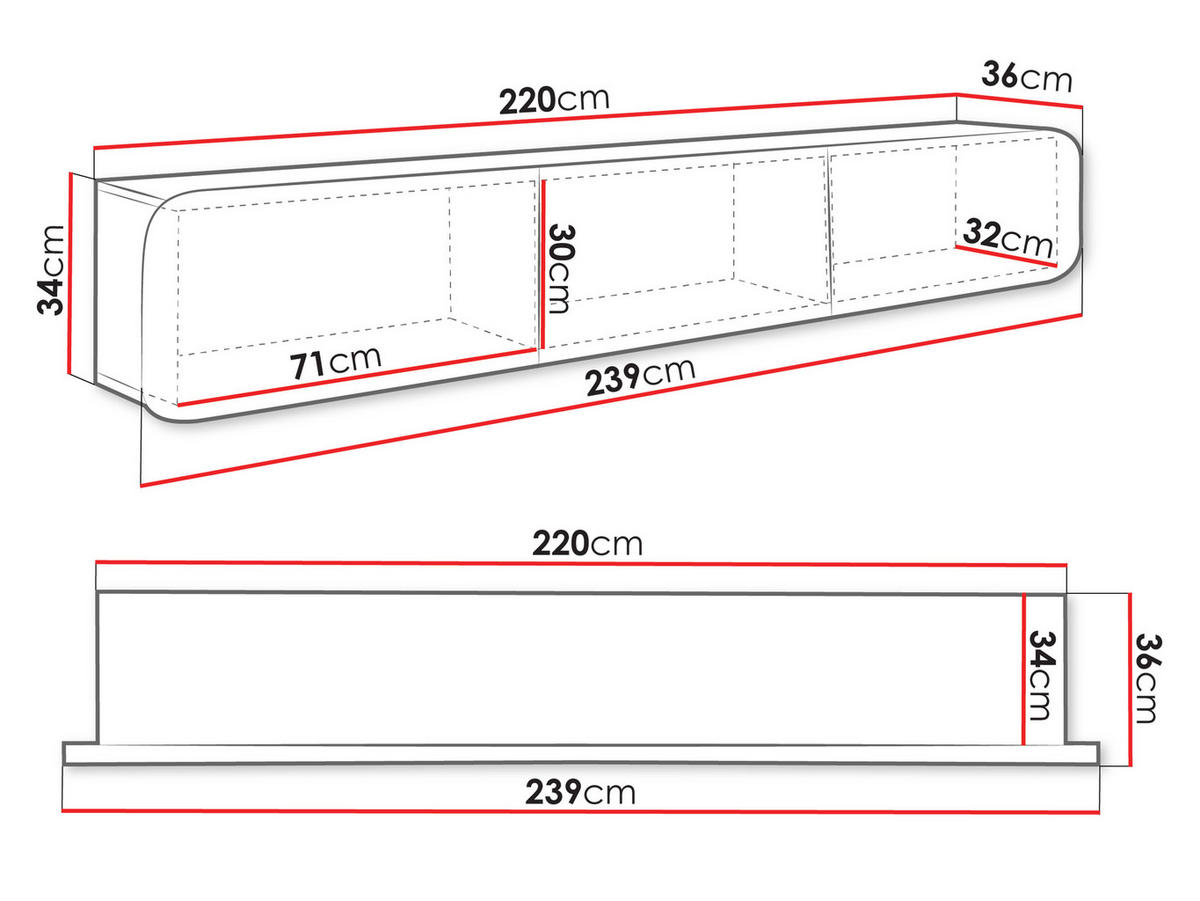 TV-LOWBOARD Takir - Sandfarben, Holzwerkstoff (236/34/36cm) - MIRJAN24