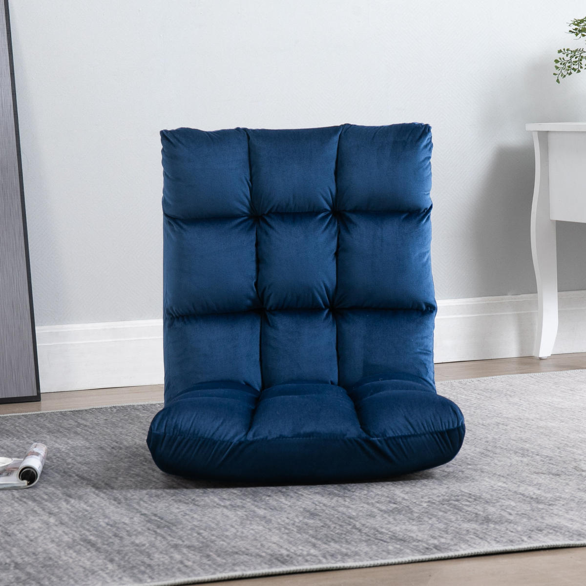 BODENSTUHL Bodensessel mit verstellbarer Rückenlehne Bodensofa Blau - Blau, Metall (71/53.5/55cm) - HOMCOM
