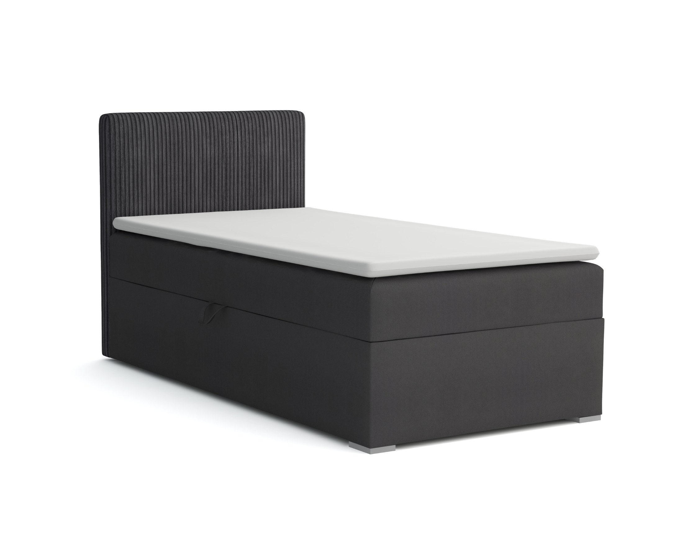 BOXBETT DON 90/200 Anthrazit H3 Öffnung links - Anthrazit, Holz/Holzwerkstoff (90/200cm) - Deine Möbel 24