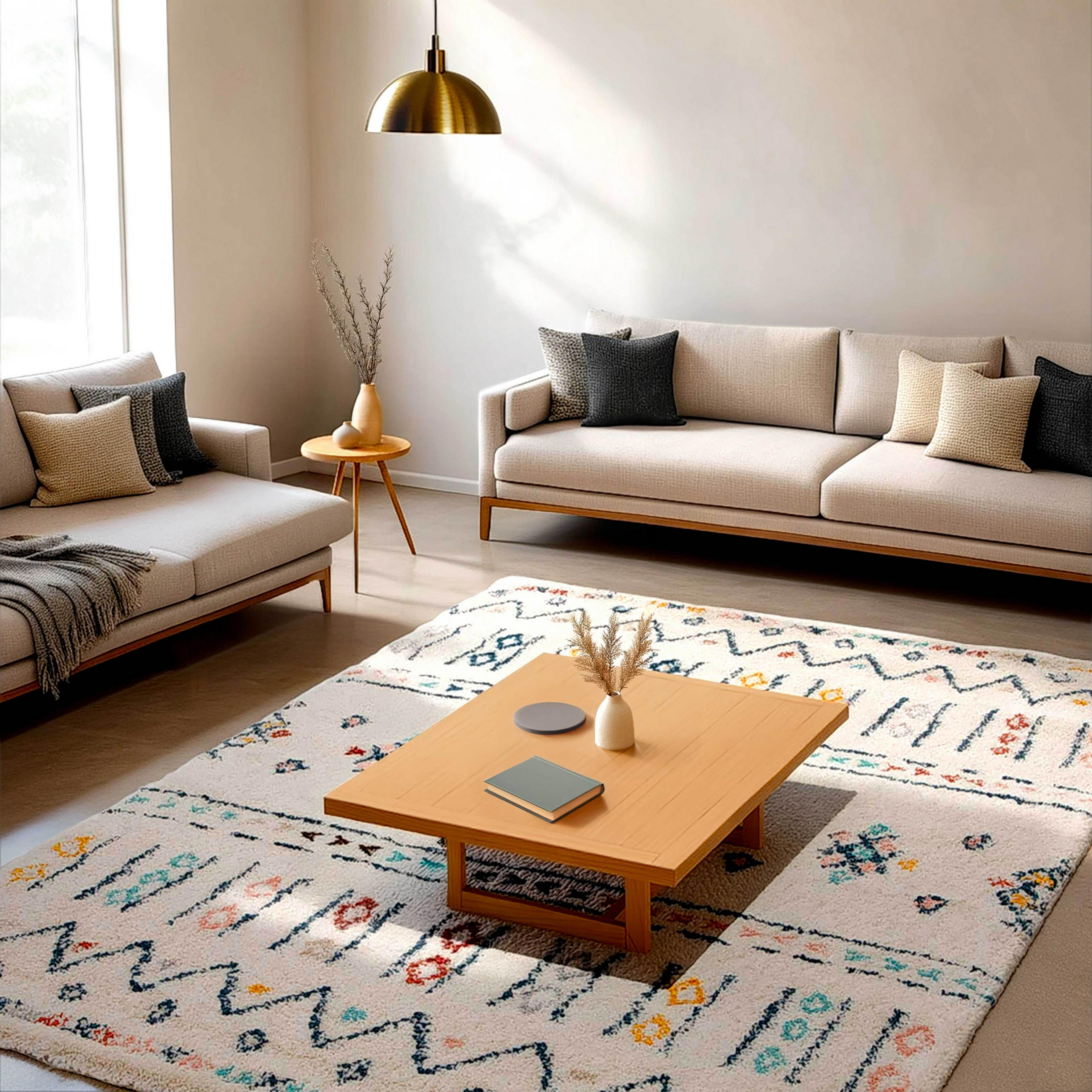 TEPPICH, Beige - Beige, Textil (120/170cm) - Oviala