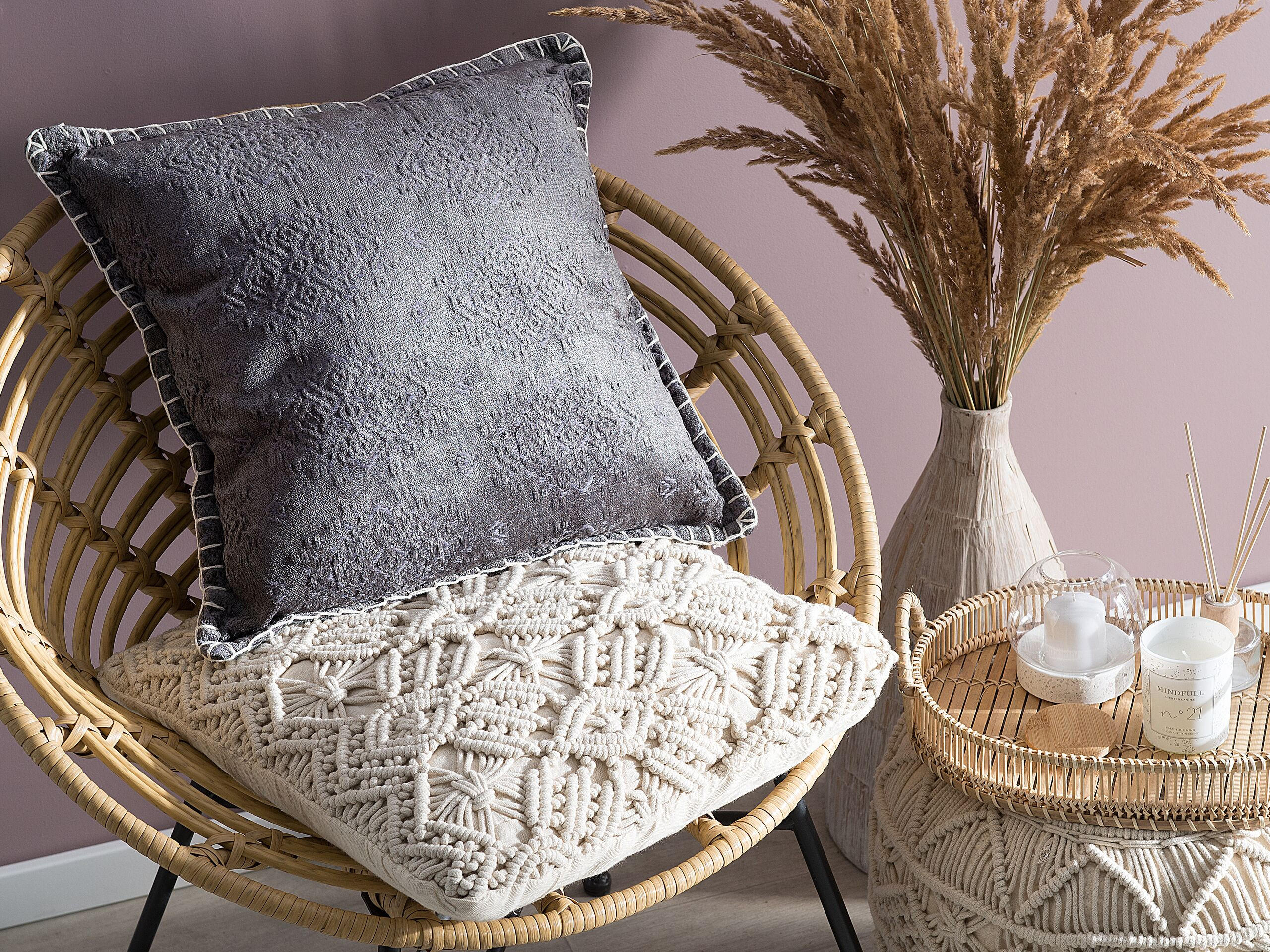 DEKOKISSEN 2er-Set Dunkelgrau 45/45 cm Melur - Dunkelgrau, Naturmaterialien (45/45cm) - Beliani