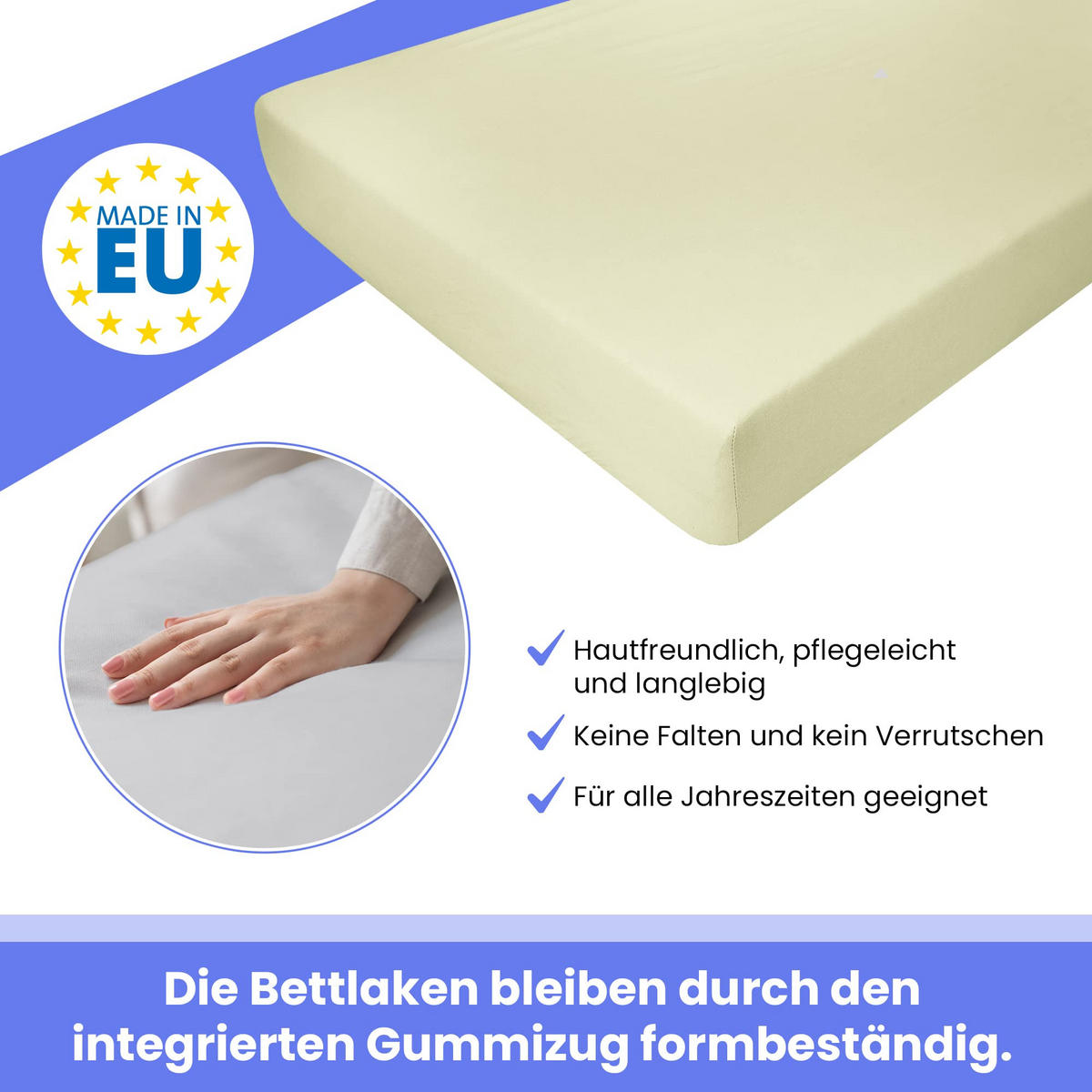 SPANNBETTLAKEN 60/120 cm, Jersey Elastisch 100 % Baumwolle Creme - Creme, Textil (60/120cm) - Best For Home