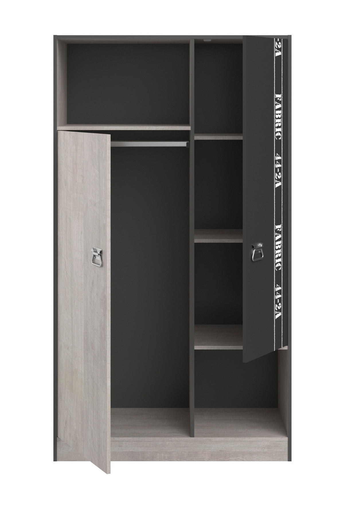 KINDERZIMMER Komplett-Set 5-tlg Kleiderschrank Schreibtisch Bett 90x200 - Chromfarben/Eschefarben, Holz/Holzwerkstoff (160/182/51cm) - Parisot Meuble