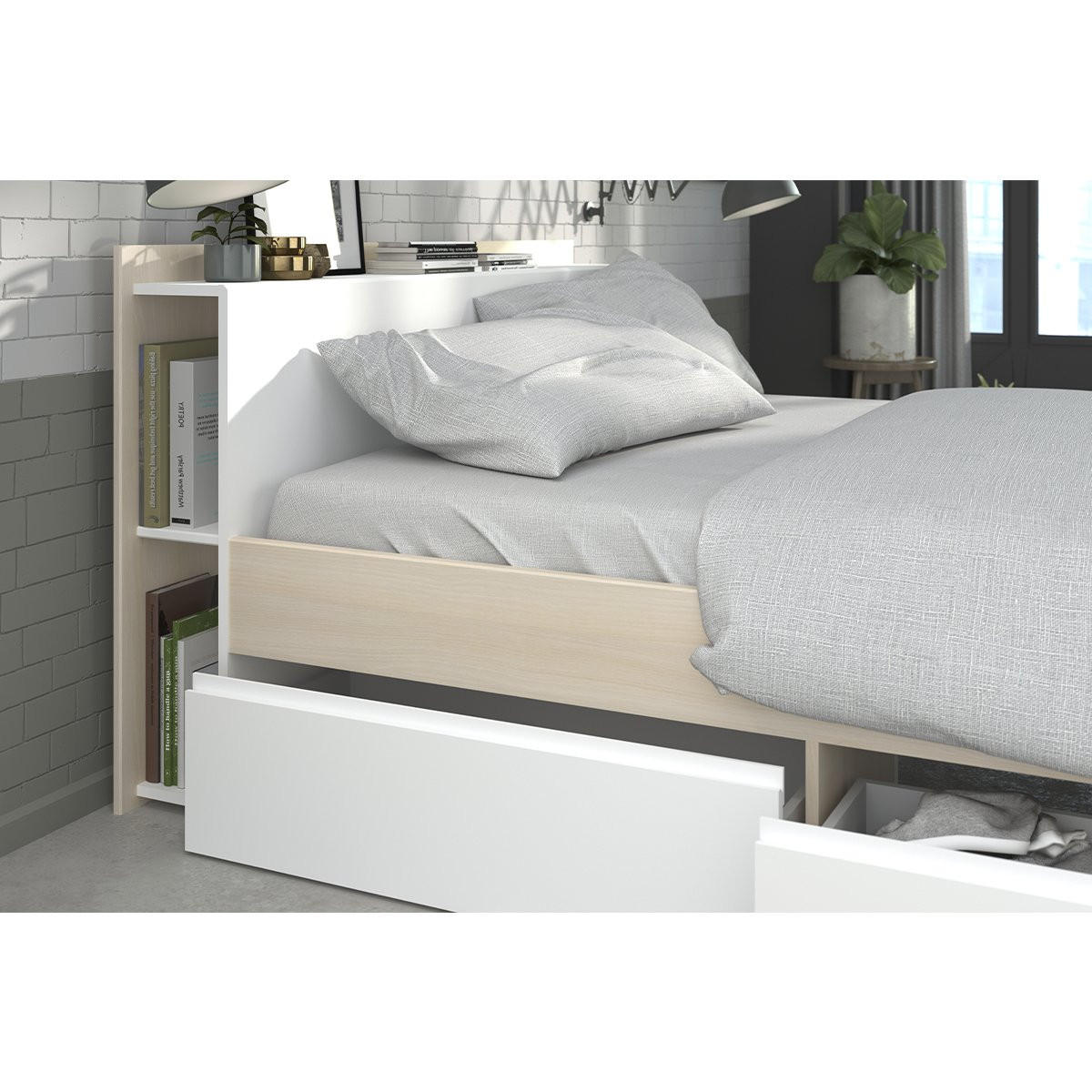 BETT mit 3 Aufbewahrungsschubladen - 140x190/200cm - Most - Apfelbaumfarben, Holzwerkstoff (140/200cm) - Calicosy
