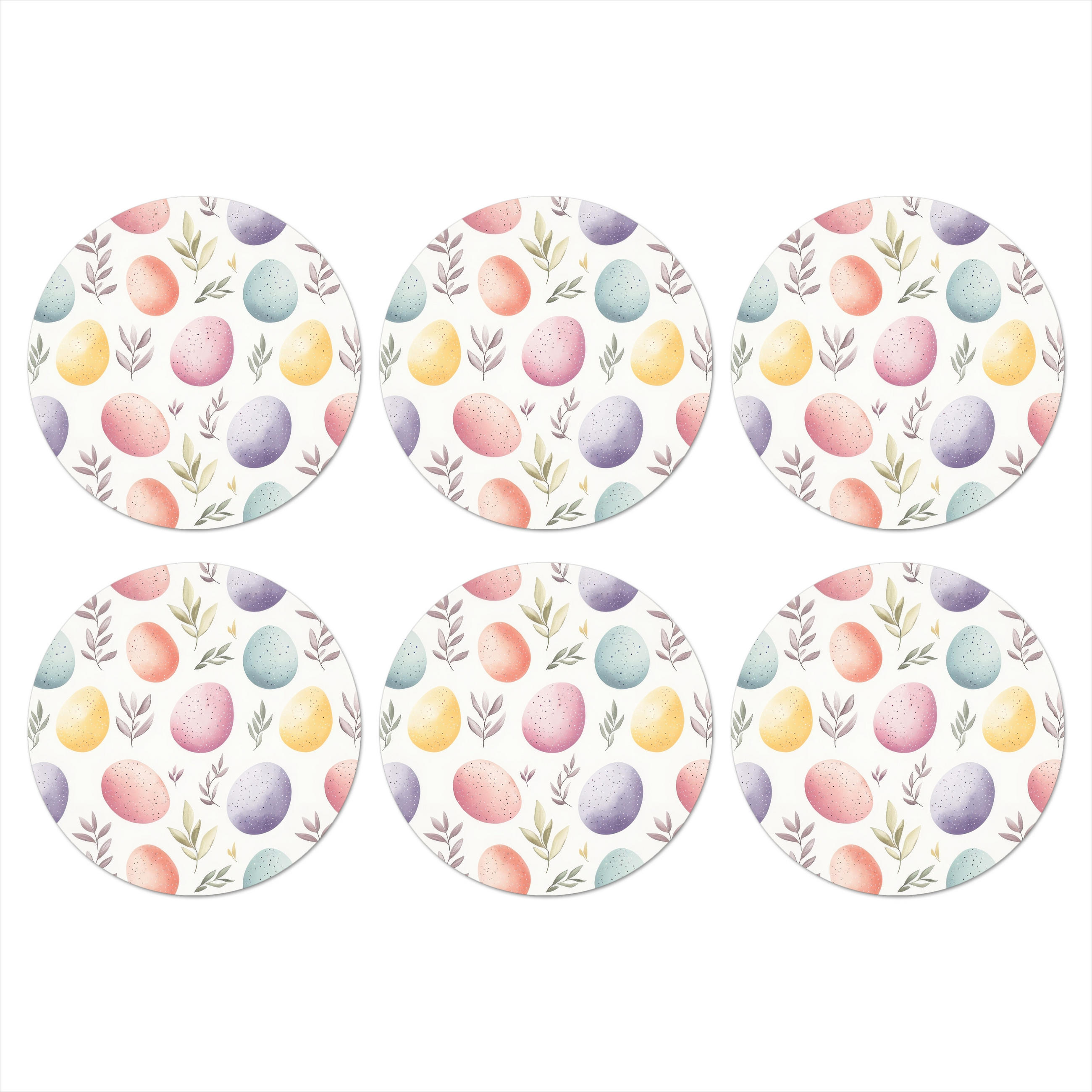 GLASUNTERSETZER Eier - Bunt - Muster 10x10 cm - Weiß, Naturmaterialien (10/0.2cm) - MuchoWow