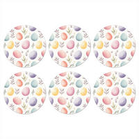 GLASUNTERSETZER Eier - Bunt - Muster 10x10 cm - Weiß, Naturmaterialien (10/0.2cm) - MuchoWow