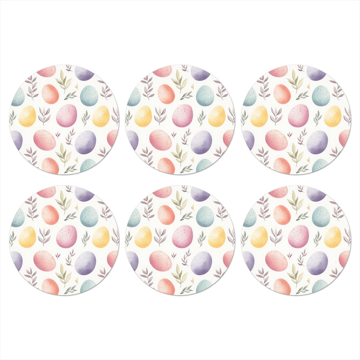 GLASUNTERSETZER Eier - Bunt - Muster 10x10 cm - Weiß, Naturmaterialien (10/0.2cm) - MuchoWow