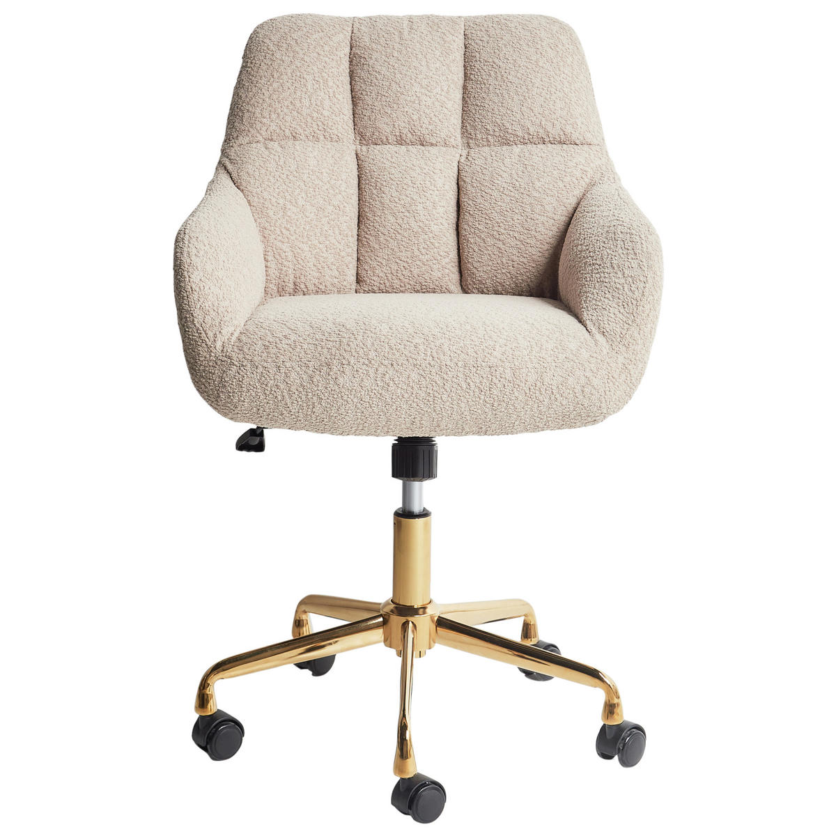 SCHREIBTISCHSTUHL Beige Palmdale - Beige/Goldfarben, Textil (58/87/61cm) - Beliani
