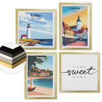 WANDBILDER 4er Set - 50x50 cm & 40x60 cm Goldrahmen - Polnische Städte Ustka Tarnów Sopot - Goldfarben, Kunststoff (50/50cm) - ArtPrintCave