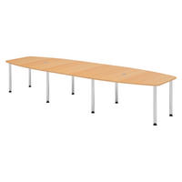 KONFERENZTISCH groß KT40 130/400/74 cm in Buchefarben/Chromfüße - Chromfarben/Buchefarben, Holzwerkstoff (130/400/74cm) - bümö