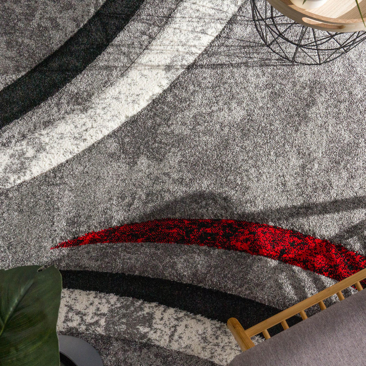 TEPPICH Kurzflor Abstrakt Wohnzimmer schmutzabweisend Grau Rechteckig 80x150 - Grau, Textil (80/150cm) - KADIMA DESIGN