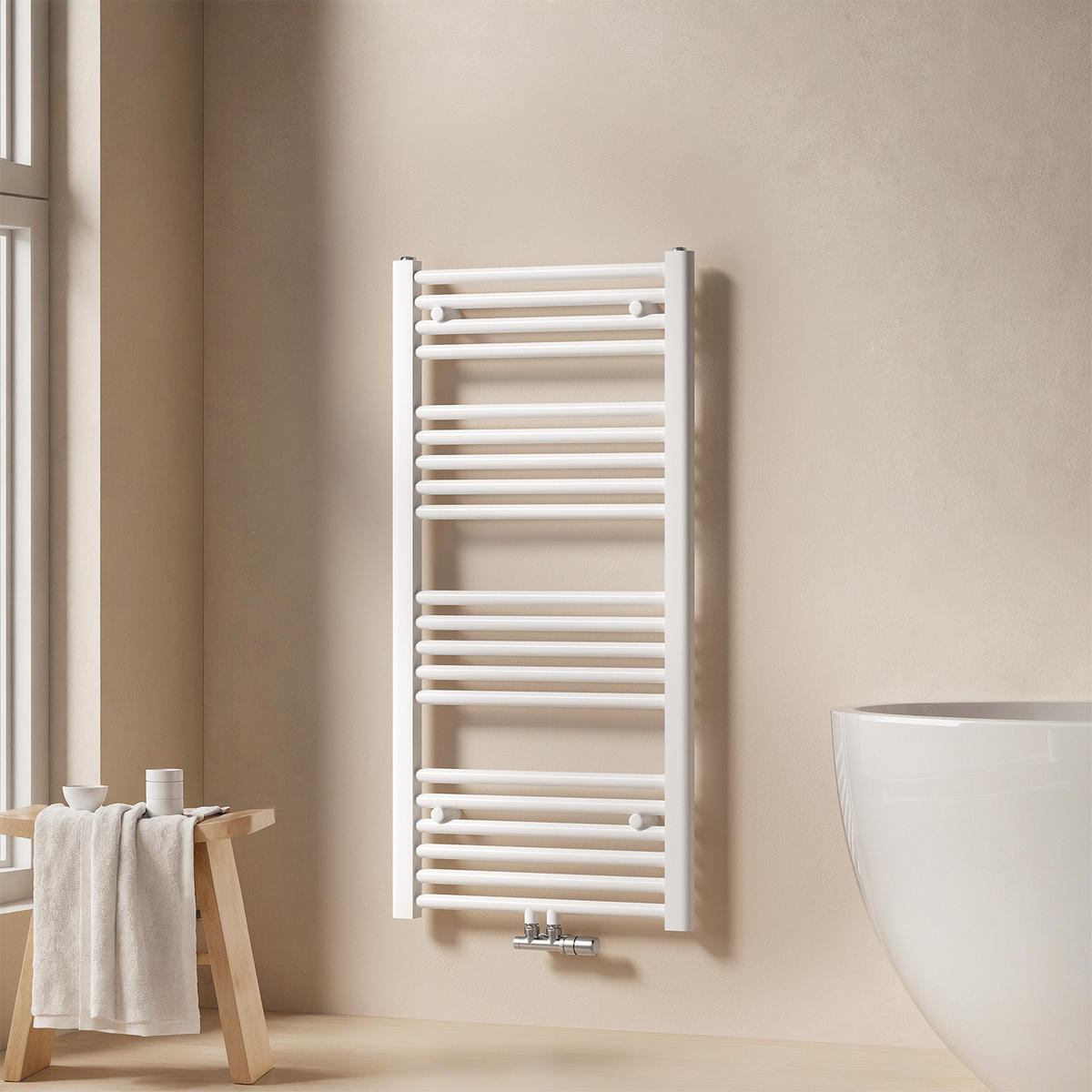 HEIZKÖRPER Handtuchheizkörper wasserführend 100/50/3 cm - Weiß, Metall (50/100/3cm) - EMKE
