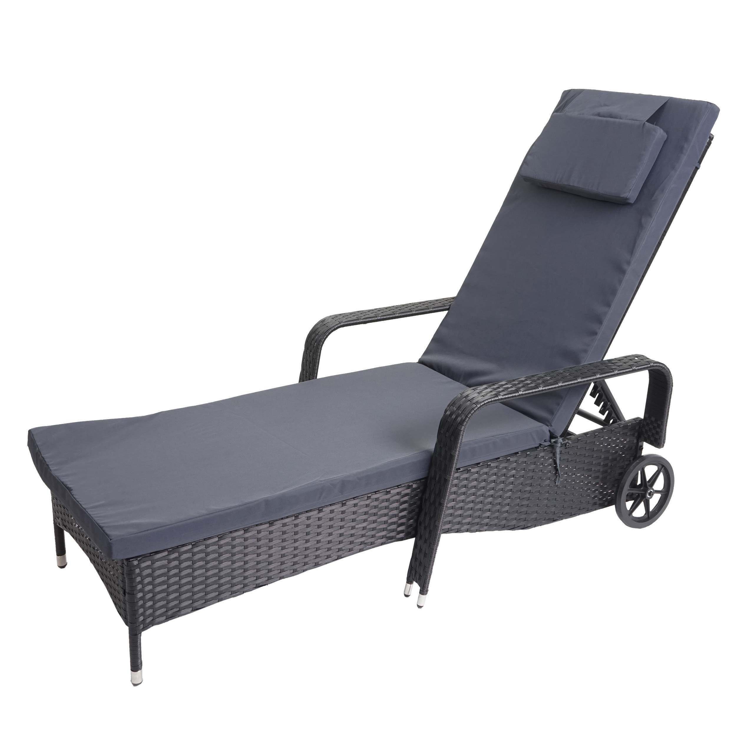 POLY-RATTAN SONNENLIEGE Anthrazit, Grau - Anthrazit/Grau, Kunststoff (71/108/197cm) - MCW