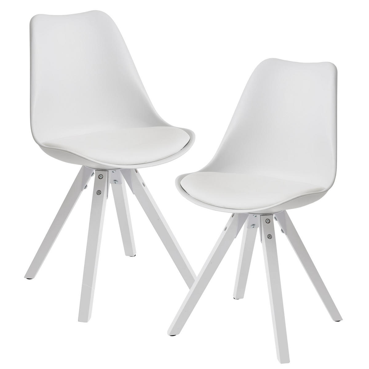 ESSZIMMERSTUHL 2er Set Kunstlederbezug mit Holzgestell Modern gepolstert, Weiß 52x49x87 cm - Weiß, Holz/Kunststoff (52/87/49cm) - KADIMA DESIGN
