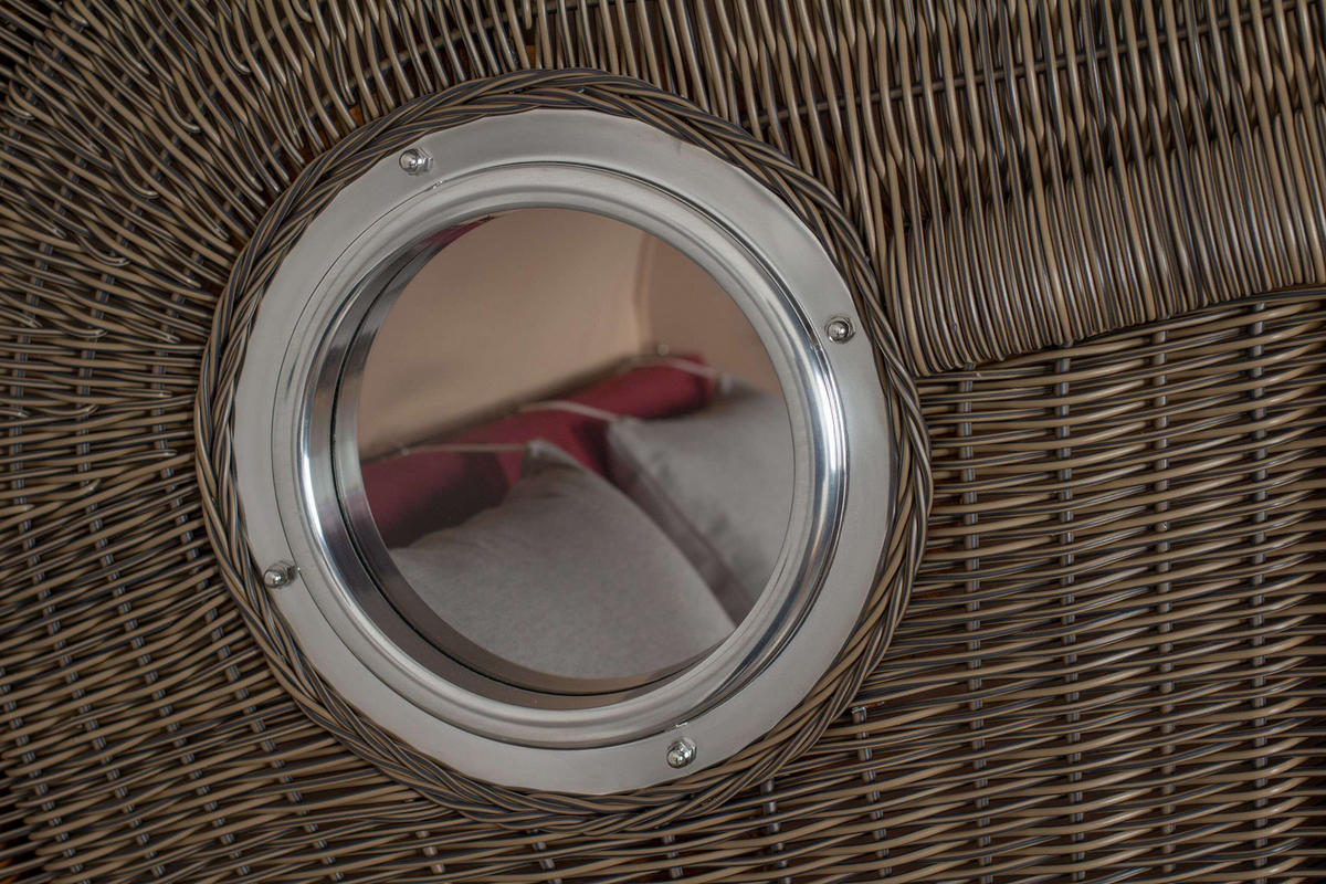 STRANDKORB Baltikum Teak 2,5 Sitzer - Rot/Braun, Holz/Metall (142/170/95cm) - Mr. Deko