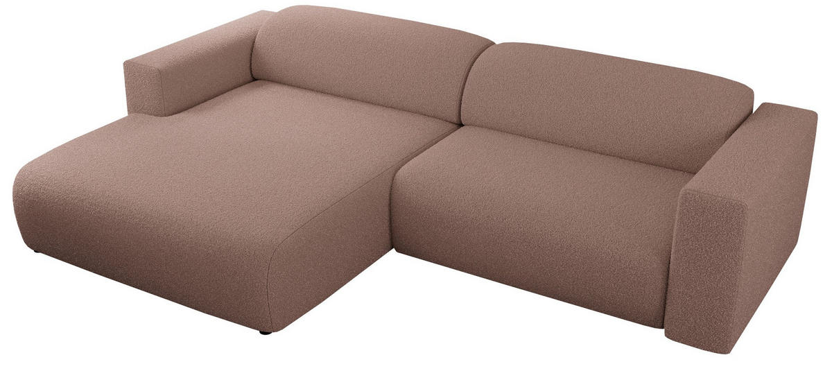 ECKSOFA PASADENA Rosa Bouclé - Links Seite - Schwarz/Rosa, Kunststoff/Textil (288/180cm) - MKS