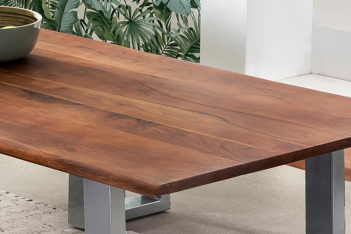ESSTISCH TOPS&TABLES - Silberfarben/Braun, Holz/Metall (85/160/77cm) - SAM