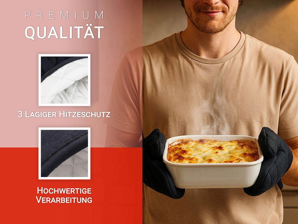 OFENHANDSCHUHE, 18x28 cm, 100% Baumwolle, Schwarz - Anthrazit, Textil (18/28cm) - Zollner