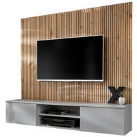 TV-LOWBOARD grau, Eiche Artisan 160 cm, TV-Unterschrank mit Akustikpaneel - Hellgrau/Eiche Artisan, Glas/Holzwerkstoff (160/148/35cm) - Inn.Furn