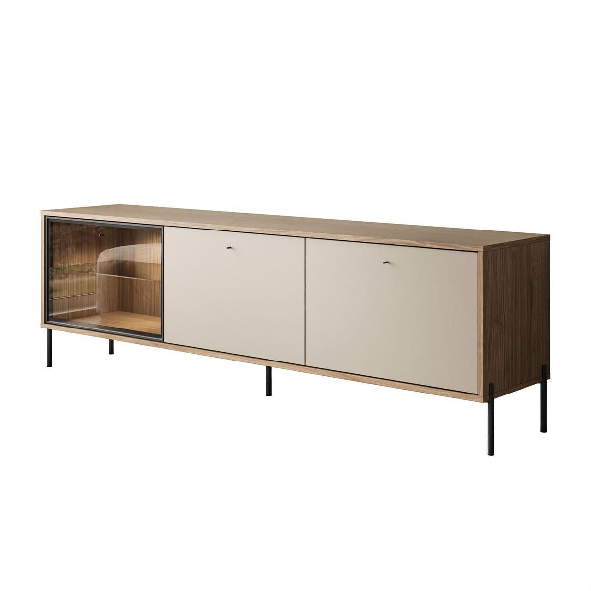 TV-SCHRANK ISA, mit LED-Beleuchtung auf hohen Beinen - Eichefarben, Holzwerkstoff (185/58/40cm) - Lookway