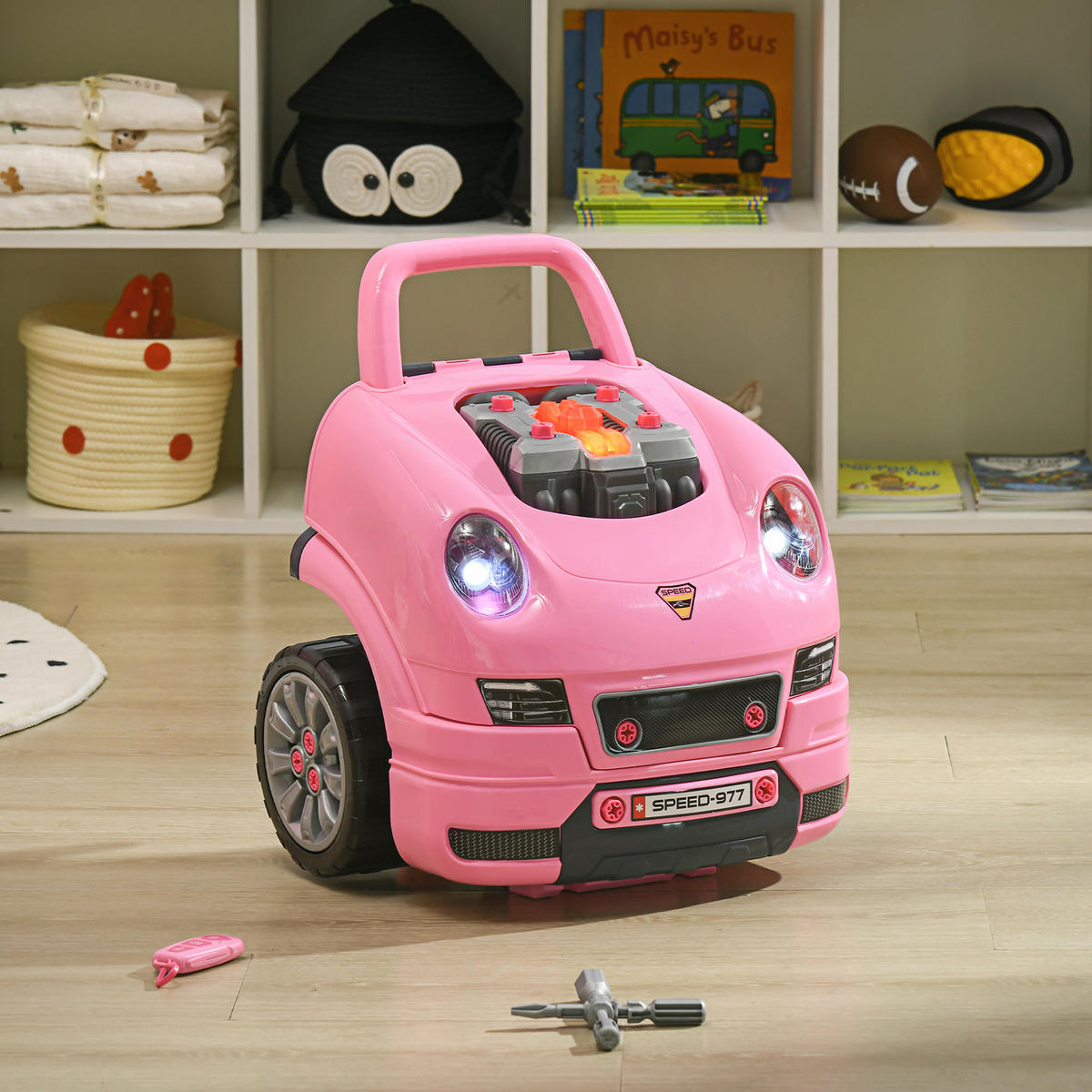 SPIELZEUG-LKW DE-18727 2-in-1 Mechaniker-Set mit Licht & Sound Rosa - Pink, Kunststoff (99.06/119.38/101.6cm) - ComfortXL