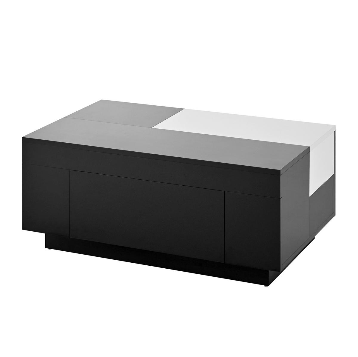 COUCHTISCH mit LED und Stauraum 80 x 50 cm MDF Schwarz/Weiß - Weiß, Wellpappe (80/50/35.5cm) - Meubliv