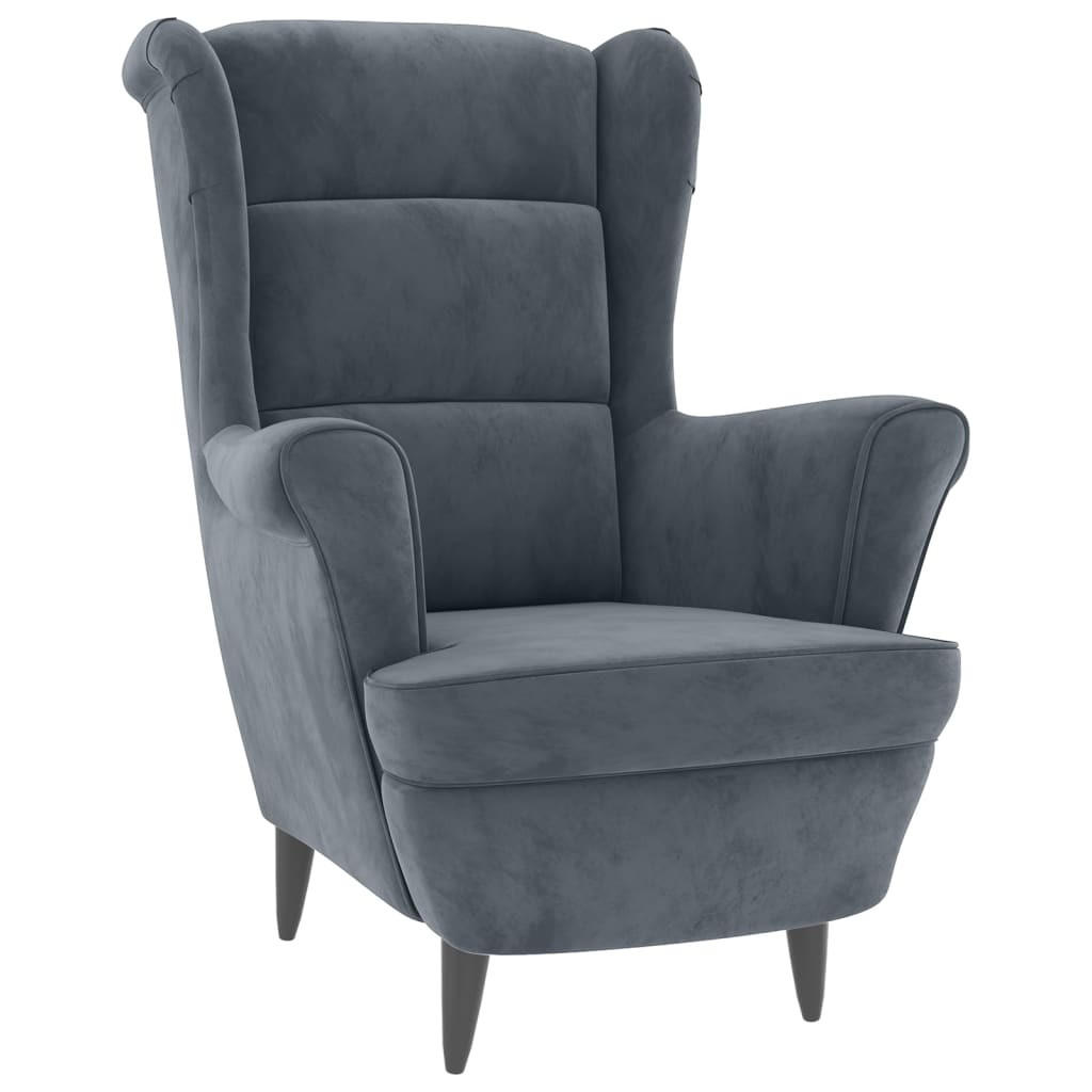 SESSEL Dunkelgrau Samt - Grau, Textil (74/100/84cm) - furnicato