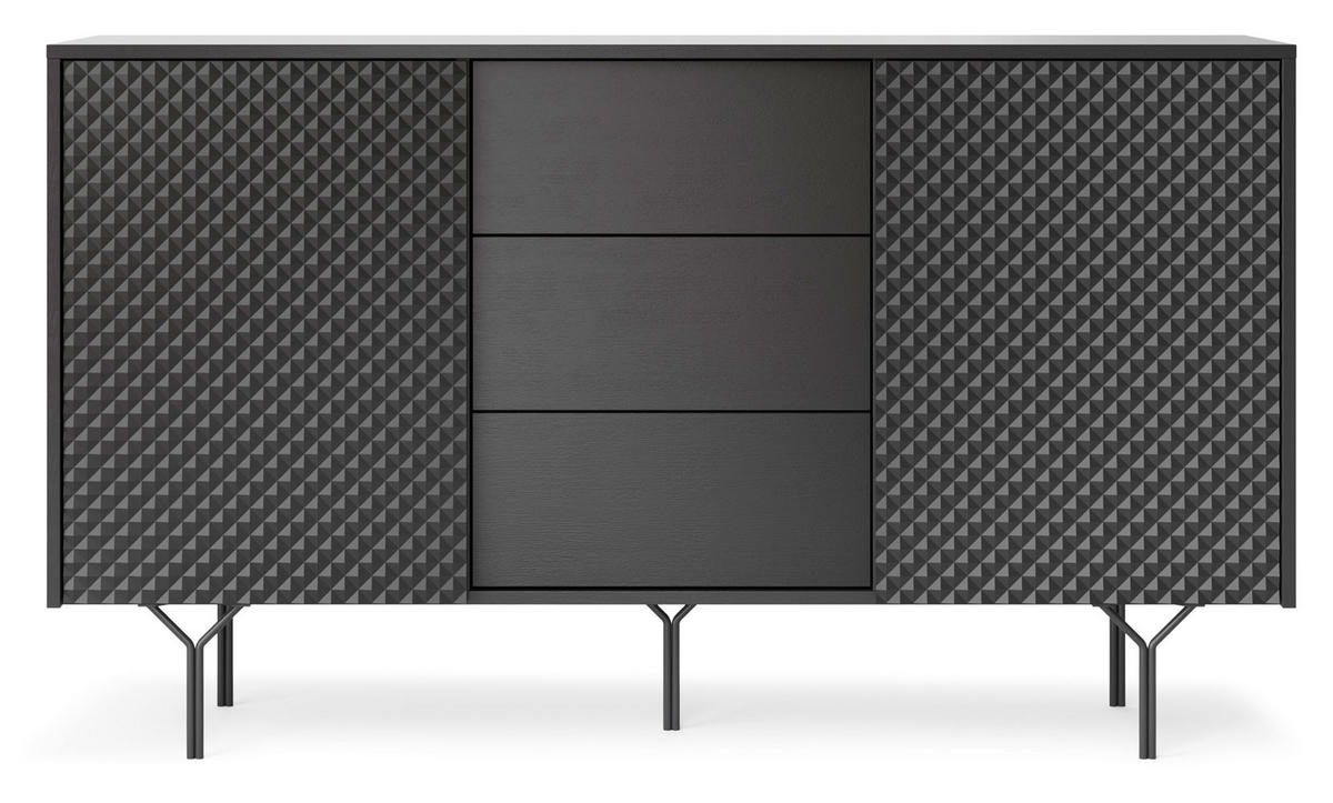 KOMMODE Raven schwarz 144 / 38 / 83cm - Schwarz, Holz/Holzwerkstoff (144/83/38cm) - Feldmann-Wohnen