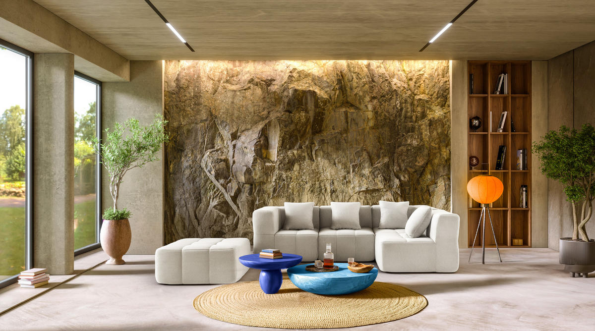 ECKSOFA Bouclé-Stoff Cremebeige - Beige, Textil (260/190cm) - MILYsofa