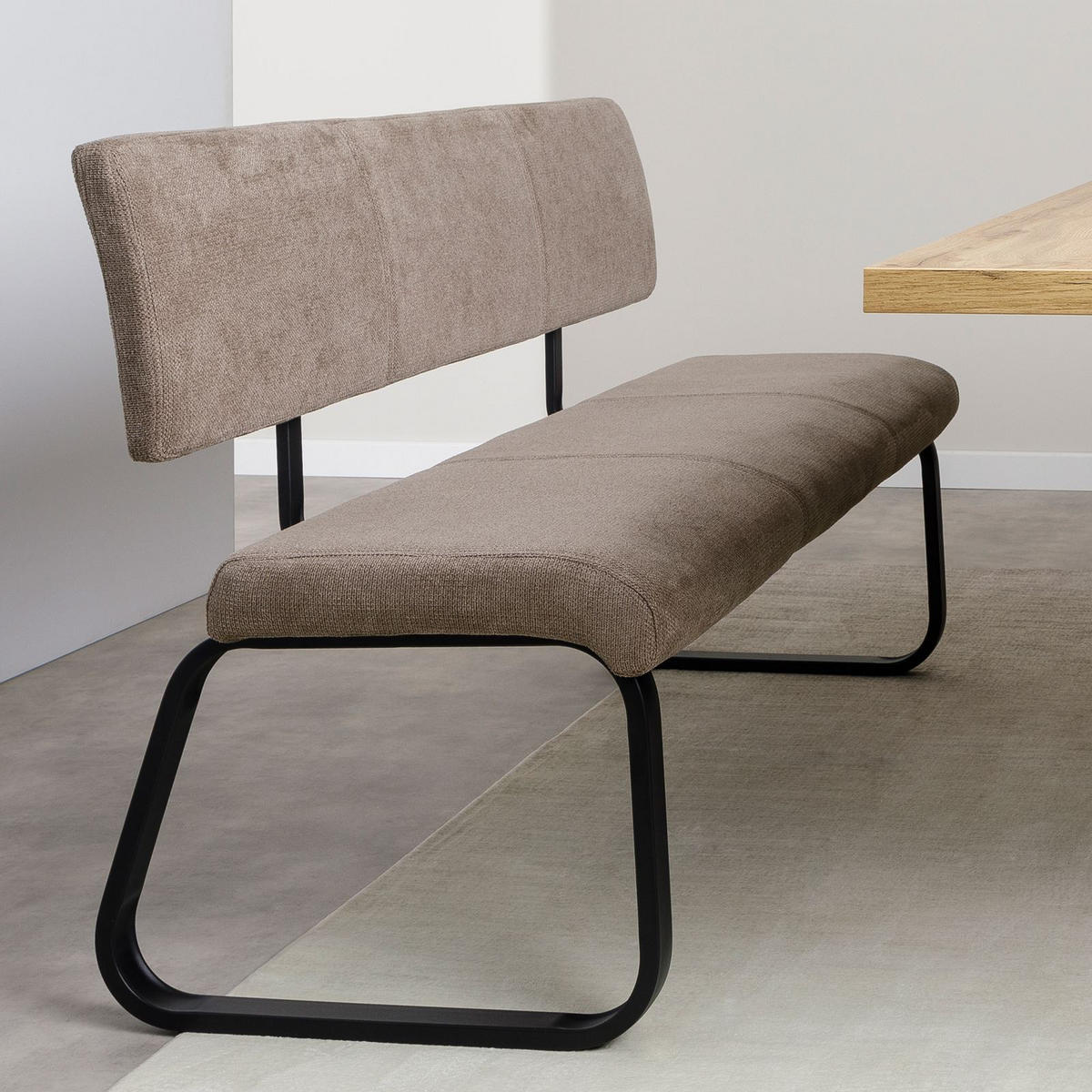 ESSZIMMERBANK VILAS - Hellbraun, Textil/Metall (135/87/56cm) - IDIMEX