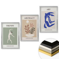 WANDBILDER 3er Set - 40x60 cm Silberner Rahmen - Matisses stilvolle Pflanzenfiguren - Silberfarben, Kunststoff (40/60cm) - ArtPrintCave