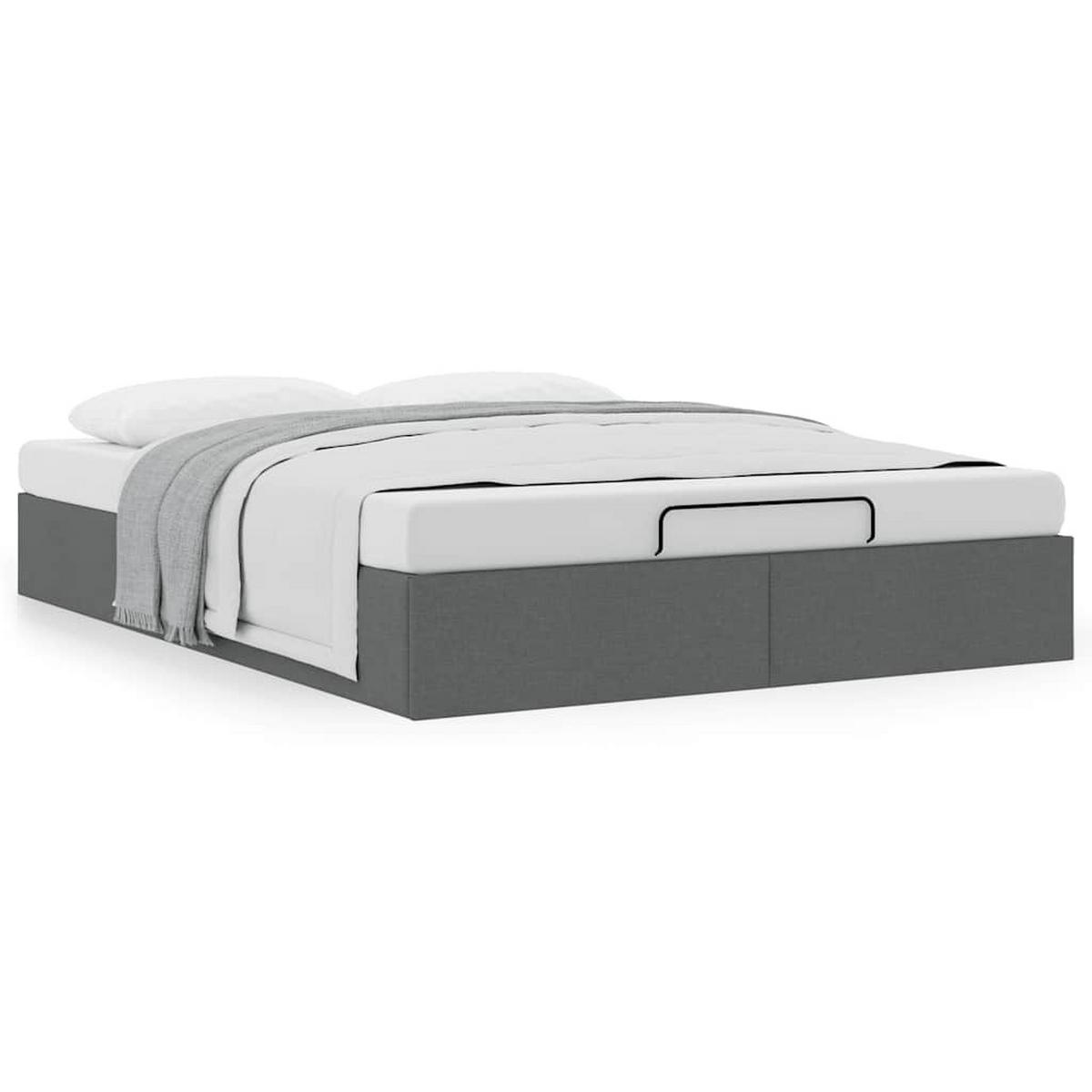 OTTOMAN-BETT Ohne Matratze Dunkelgrau 140/200 Cm Stoff - Grau, Textil (140/200cm) - vidaXL