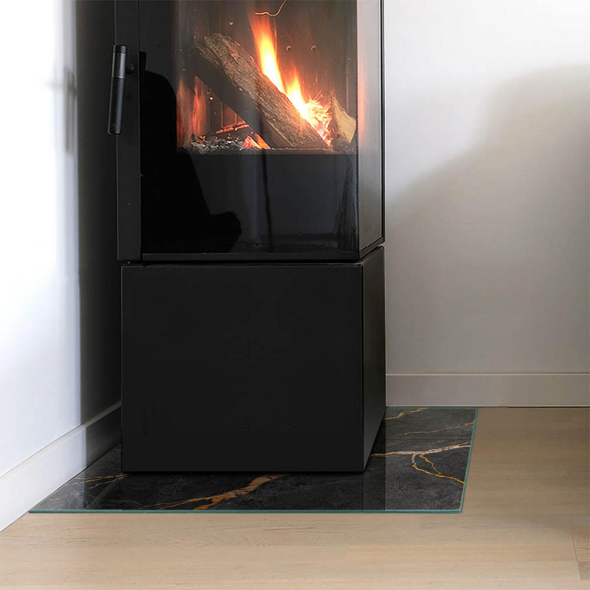 GLASPLATTE für Kamin 50 × 50 cm Schwarz - Schwarz, Glas (50/50/0.4cm) - ArtPrintCave