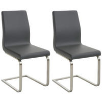 SCHWINGSTUHL 2er Set Lederlook Grau - Edelstahlfarben/Grau, Textil/Metall (40/90/50cm) - CLP