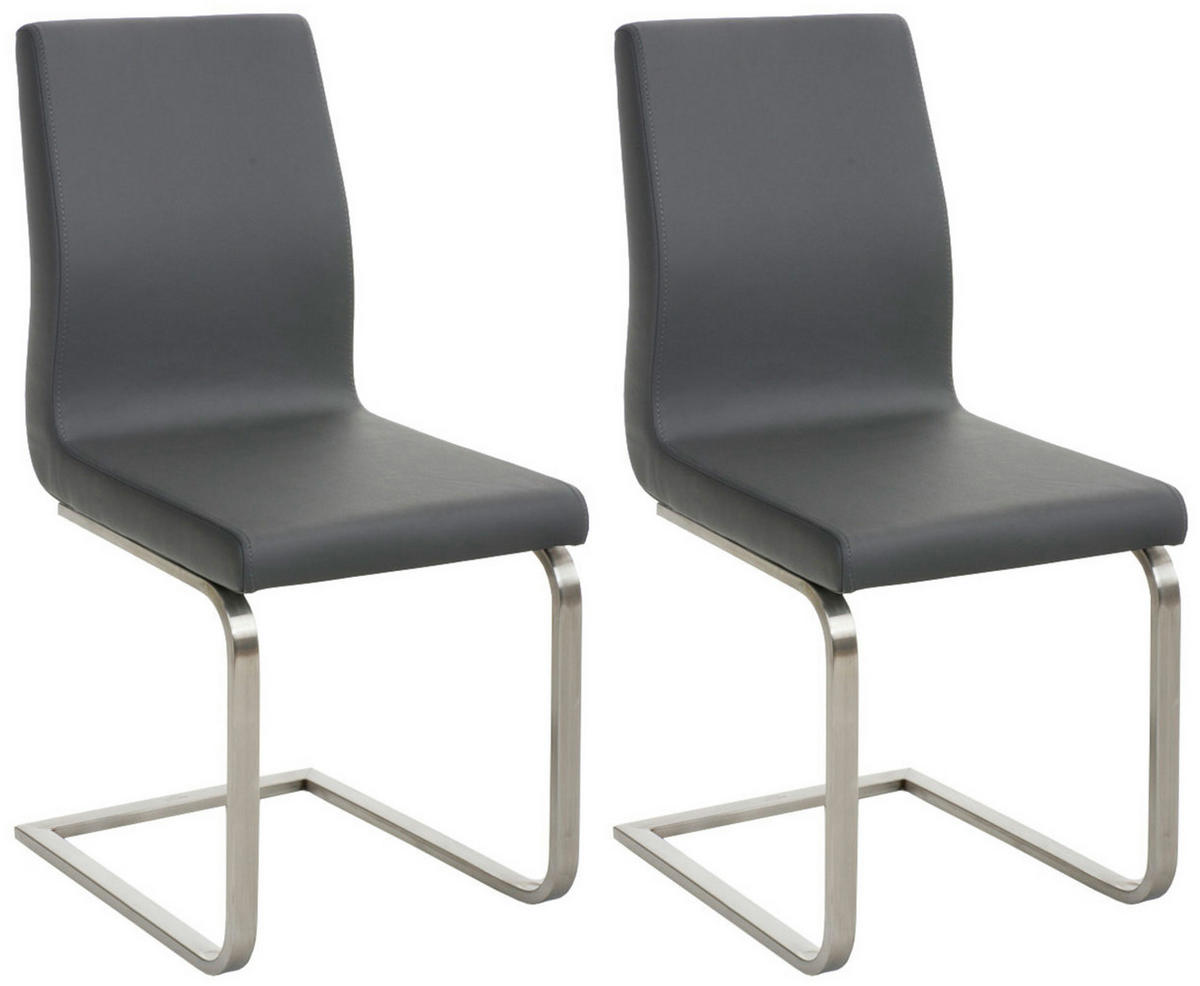 SCHWINGSTUHL 2er Set Lederlook Grau - Edelstahlfarben/Grau, Textil/Metall (40/90/50cm) - CLP