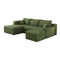 ECKSOFA 241 cm aus Stoff mit Cordbezug und Chaiselongue Grün - Grün, Textil (151/241cm) - Modenvie