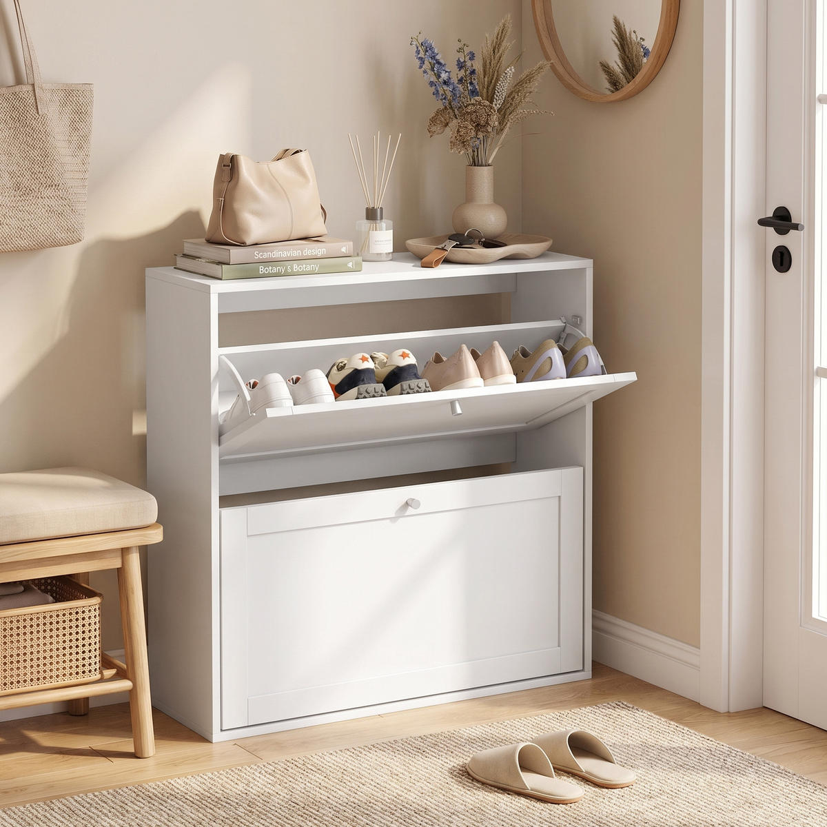 SCHUHSCHRANK Weiß 20.0/80.0/84.0 cm - Weiß, Holzwerkstoff (80/84/20cm)