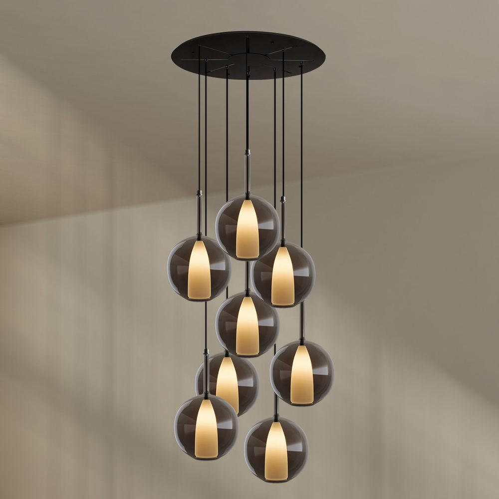 GALERIELEUCHTE Belluna 8-flammig Rauch Ø 24cm - Anthrazit, Glas (24/24/45cm) - s.luce