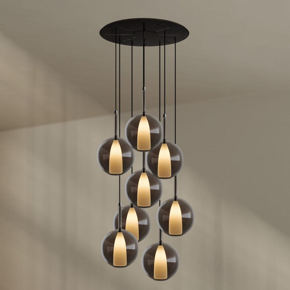 GALERIELEUCHTE Belluna 8-flammig Klar Ø 24cm - Klar, Glas (24/24/45cm) - s.luce