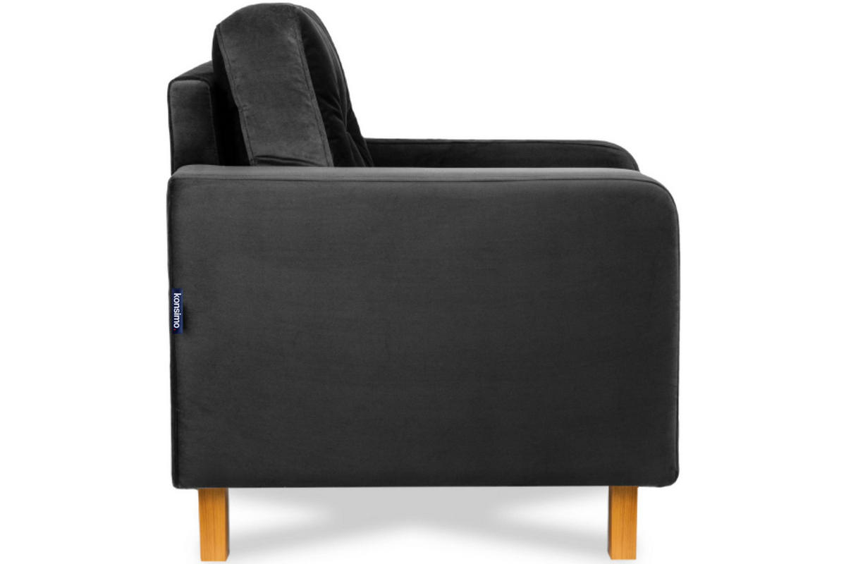 SESSEL ERISO mit Armlehnen und angenehmer Stoff zum Anfassen, Velour-Stoff, graphit - Graphitfarben/Braun, Textil (80/75/75cm) - KONSIMO®