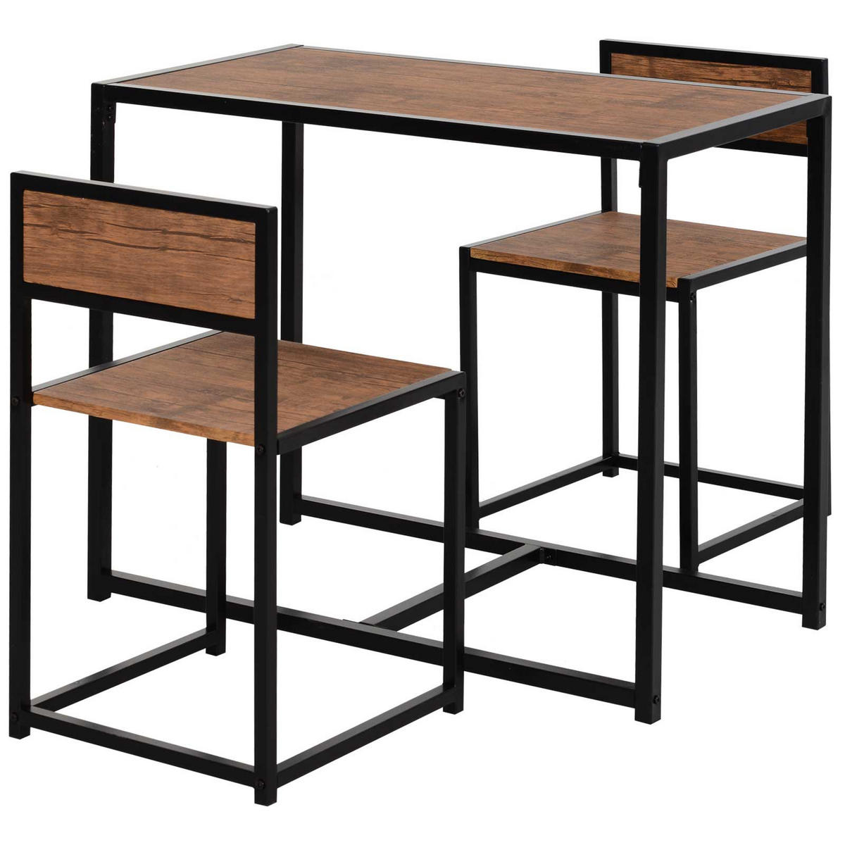 BARTISCH-SET DE-10209 3-teilig mit 2 Stühlen Braun - Braun, Metall (47/76/90cm) - ComfortXL
