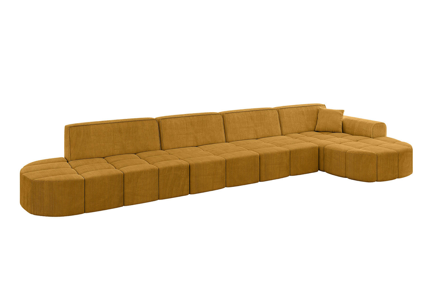 ECKSOFA Ottomane Rechts LIVO-L3 - 422x173x79,5 cm Senfgelb - Currygelb/Gelb, Holzwerkstoff/Textil (422/173cm) - ALTDECOR