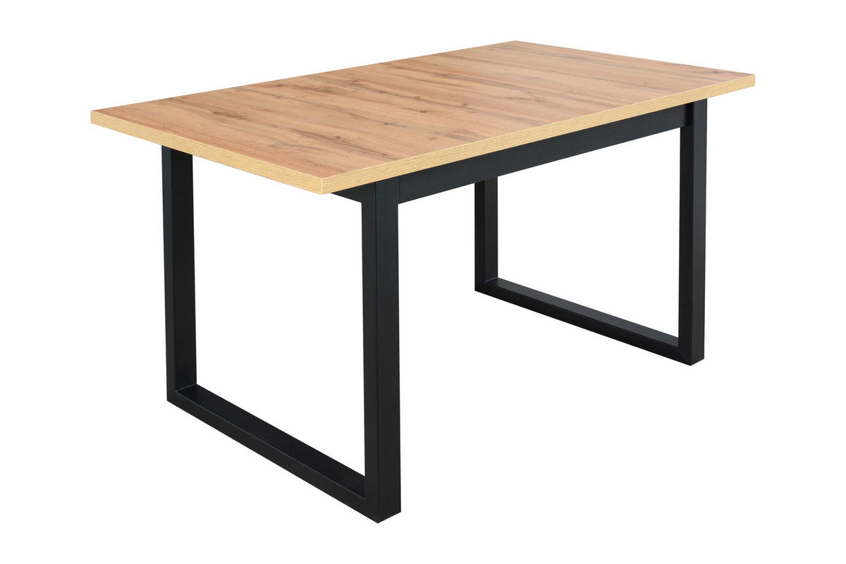 ESSTISCH Ikon 3 - Eiche Wotan/Schwarz, Holz/Metall (80/140/78cm) - Leaf Design