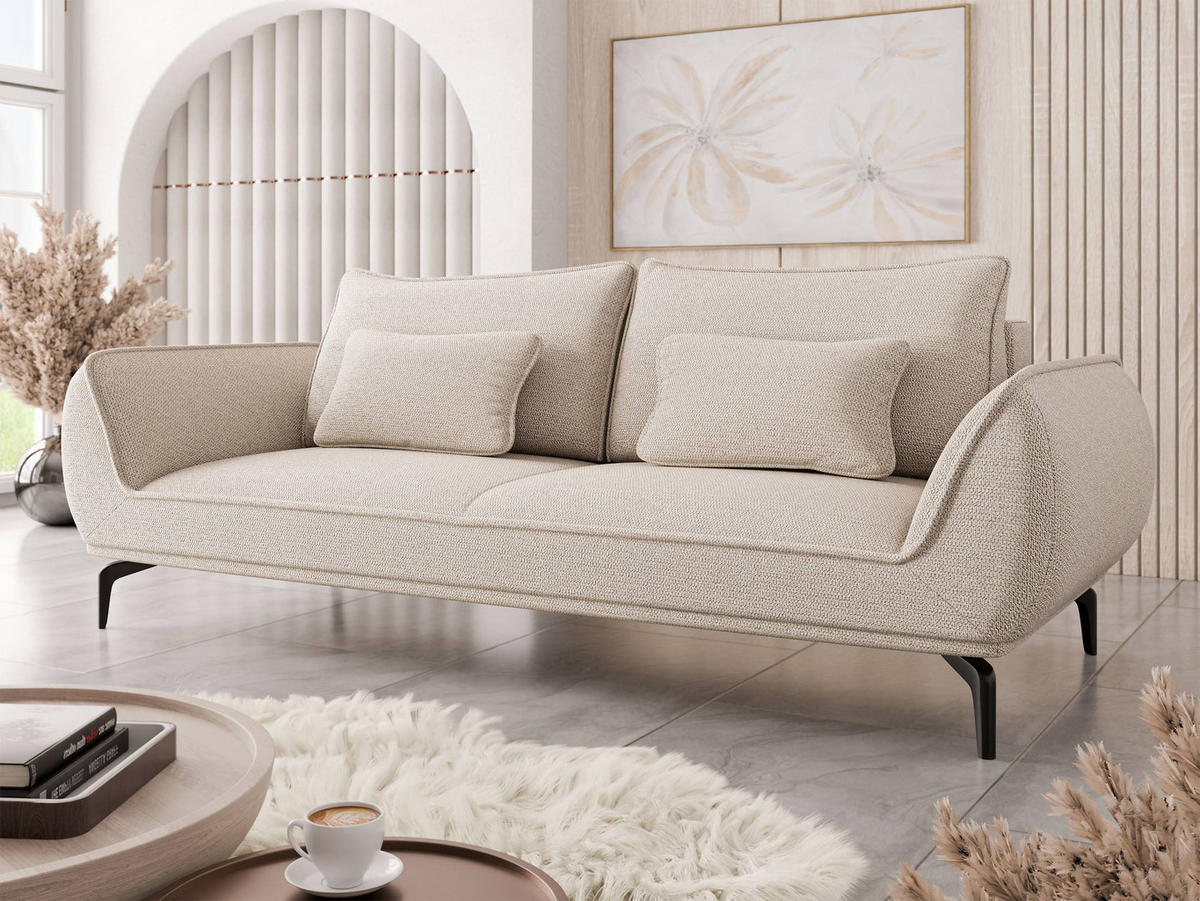 SCHLAFSOFA Cavo 3R - Schwarz/Naturfarben, Holz/Textil (249/86/118cm) - MIRJAN24