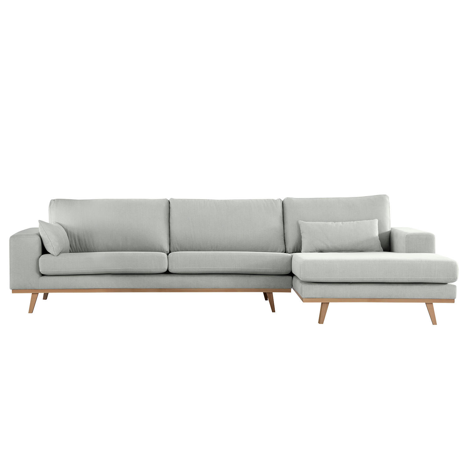 ECKSOFA mit Longchair - Buchefarben/Grau, Textil (281/153cm) - home24